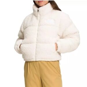 North Face White Nuptse Down Teddy Puffer Jacket